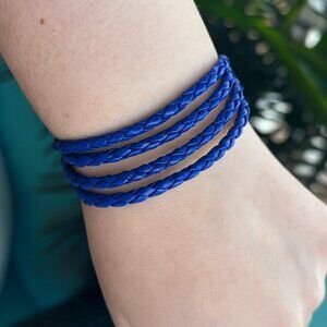 Blue Braided Leather Bracelet (ONE)